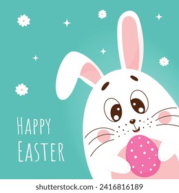 Tarjeta de felicitación Cute Easter con la ilustración de bunny ang egg Vector
