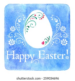 Cute Easter greeting card hand painted with watercolor 