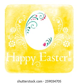 Cute Easter greeting card hand painted with watercolor