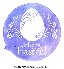 Cute Easter greeting card hand painted with watercolor 
