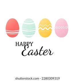 cute easter greeting card with painted eggs
