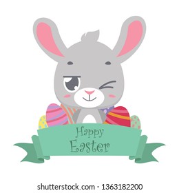 Cute Easter greeting with little bunny