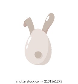 Cute easter hunt egg bunny rear view, concept spring religious holiday, baby rabbit icon, cartoon hare doodle vector illustration, isolated on white. Happy childhood time, flat decoration kindergarten