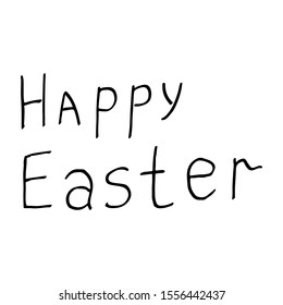 Cute easter icon and animal pet collection, with easter eggs in nest, rabbit and lettering. Hand drawn vector illustration.