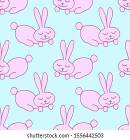 Cute easter icon and animal pet collection, with easter eggs in nest, rabbit and lettering. Hand drawn vector illustration.