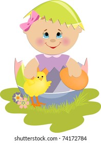 Cute Easter illustration with toy (EPS10)
