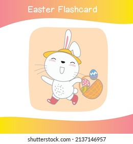 Cute Easter image flashcards collection. flashcards for preschool children. Educational printable game cards. Colorful printable flashcard. Vector illustration.