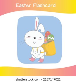Cute Easter image flashcards collection. flashcards for preschool children. Educational printable game cards. Colorful printable flashcard. Vector illustration.