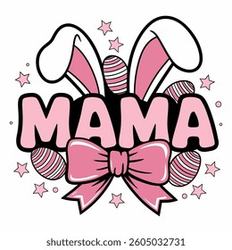 Cute Easter Mama Bunny Illustration