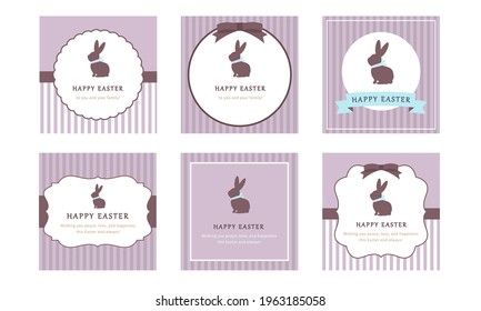 Cute Easter Message Card Set - Vector Image