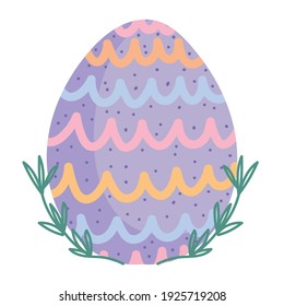 cute easter painted egg decoration vector illustration white background