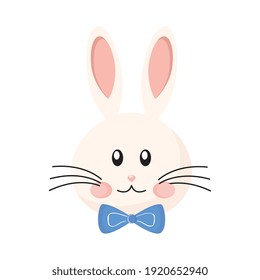 cute easter rabbit with bowtie head character vector illustration design