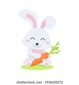 Cute Rabbit Eating Carrot Stock Vector (Royalty Free) 118820146