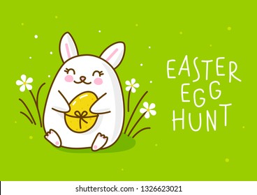 Cute Easter rabbit with color egg