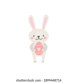 Cute Easter rabbit with egg. Vector illustration isolated