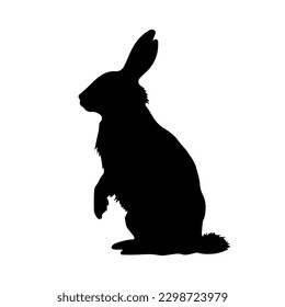 Cute easter rabbit silhouette vector isolated on white	