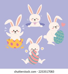 Cute Easter rabbits vector image