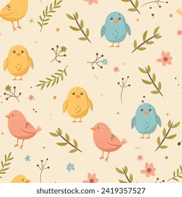 Cute Easter Seamless Pattern Background. Vector Illustration EPS10
