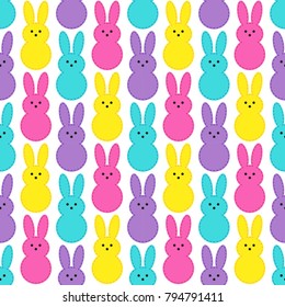 Cute Easter seamless pattern design with funny cartoon characters of bunnies