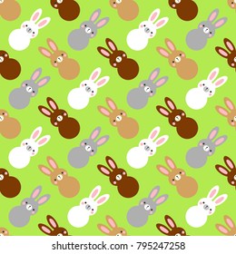 Cute Easter seamless pattern design with funny cartoon characters of bunnies