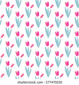 Cute Easter seamless pattern with flowers. Vector illustration.