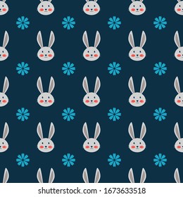 Cute Easter seamless pattern. Happy Easter seamless patttern. Easter eggs, spring flowers.