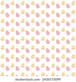Cute Easter seamless pattern print with doodle Easter eggs. Vector seamless pattern in flat style on white background. Repeat design for fabric, textile, decor, web, print, wallpaper, textile printing