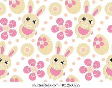 Cute easter seamless pattern. Spring repeating textures. Children's, baby, kids endless background, paper, wallpaper. Vector illustration