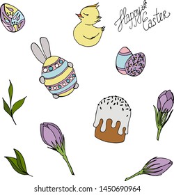 cute easter set with crocuses
in pastel colors