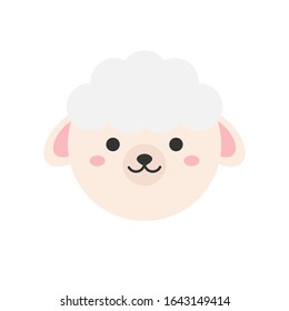 Cute Easter sheep round vector illustration. Spring, holiday, circle sheep symbol. Isolated cartoon animal graphic icon.