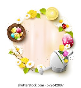 Cute Easter template with decorations and empty paper with place for your text