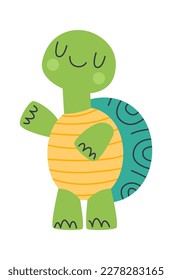 Cute easter turtle flat icon Animal Easter holiday element. Vector illustration