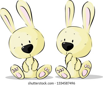 Cute Easter Vector Bunnies Twins