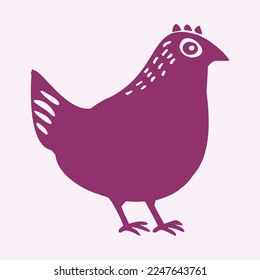 Cute Osterviva magentachicken. Cute Farm Tiergrafik in Farbe des Jahres.