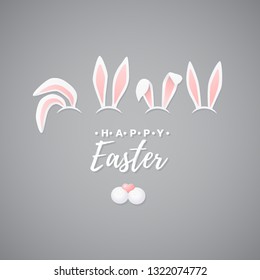 Cute easter wishing card vector art. Rabbit, bunny. 