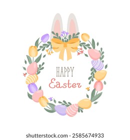 Cute Easter Wreath. For posters, cards, scrapbooking, stickers
