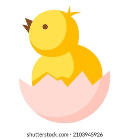 Cute Easter yellow chick illustration. Cartoon chicken character for design.