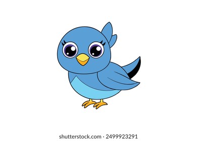 Cute Eastern Bluebird on White Background Vector