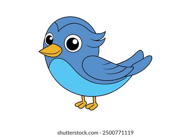 Cute Eastern Bluebird on White Illustration