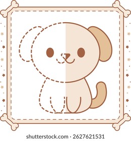 cute easy dog drawing with dots trace to learn how to draw and color