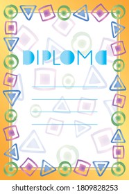 marco de forma simple lindo para el diploma o certificado de niño en forma de acuarela dibujado a mano