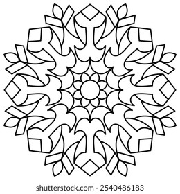 Diseño lindo y fácil del mandala para colorear la página del libro, arte relajante del mandala para el diseño de la henna, arte de la pared
