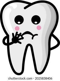 Cute fressen Zähne Charakter einzelne Illustration. einfache Zahn-Vektorgrafik auf weißem Hintergrund