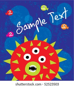 cute echinus monster doodle tag