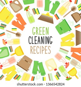 Cute eco zero waste cleaning utensils background in natural colors