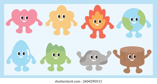 Cute Eco-Friendly Element Environment Characters