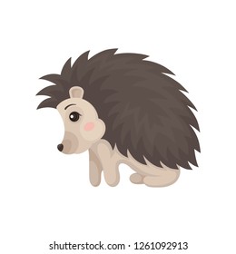 Cute edgehog prickly animal cartoon character vector Illustration on a white background