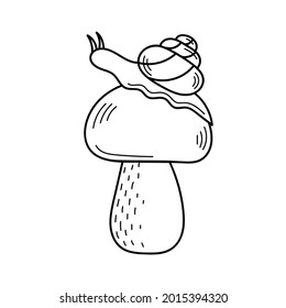 Cute edible mushroom in doodle style. Ingredients for cooking, salads. Autumn plant harvesting. Vector isolated hand drawn illustration for coloring pages, sketch, outline