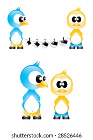 Cute editable cartoon birds
