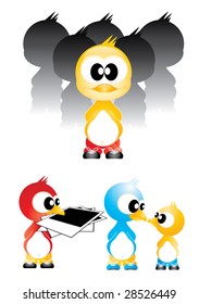 Cute editable cartoon birds